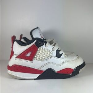 Air Jordan 4 Retro Red Cement Toddler Size 9c Kids White and Red Sneakers
